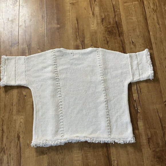 womens lou and grey knit top beige fringe size medium m beach vacation - Picture 3 of 7